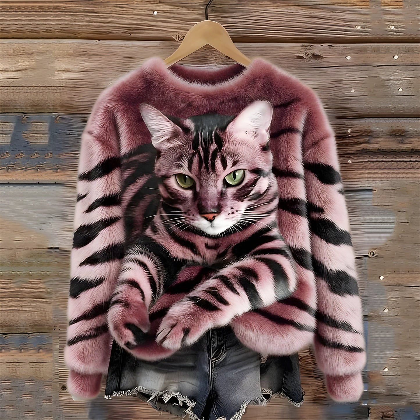 Pull Chaud Imprimé Chat