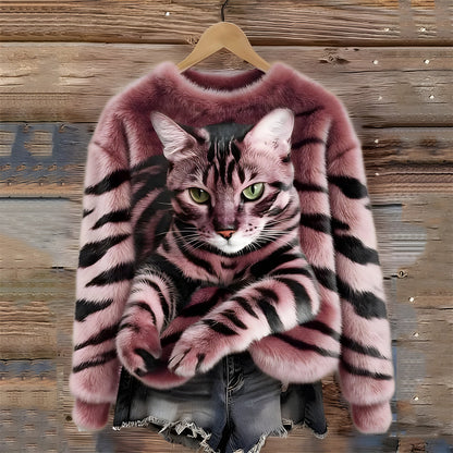 Pull Chaud Imprimé Chat