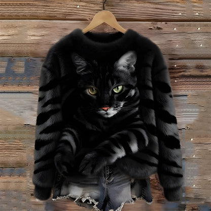 Pull Chaud Imprimé Chat